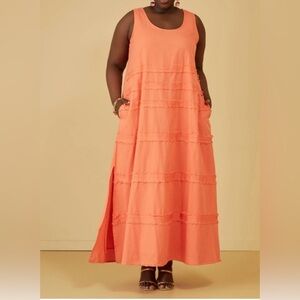 ASHLEY STEWART Green Sleeveless Layered Dress LINEN.It doesn't have a size tag